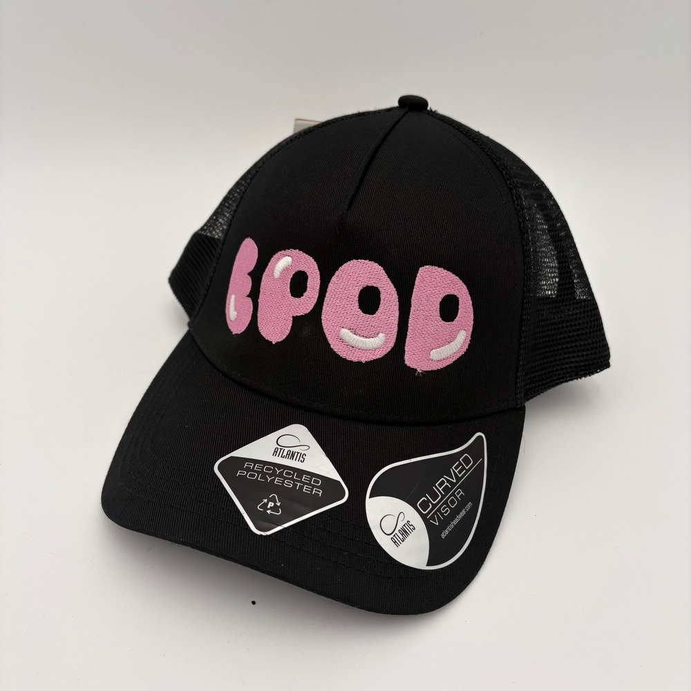 Atlantis Black Mesh Rapper Hat Pink EPOD Logo Curved Visor Recycled‎ NEW